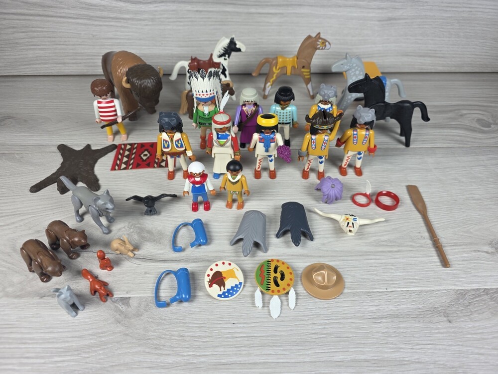 Playmobil Cowboys & Indians Horses Buffalo Bears Animals Vintage 1970s SU6